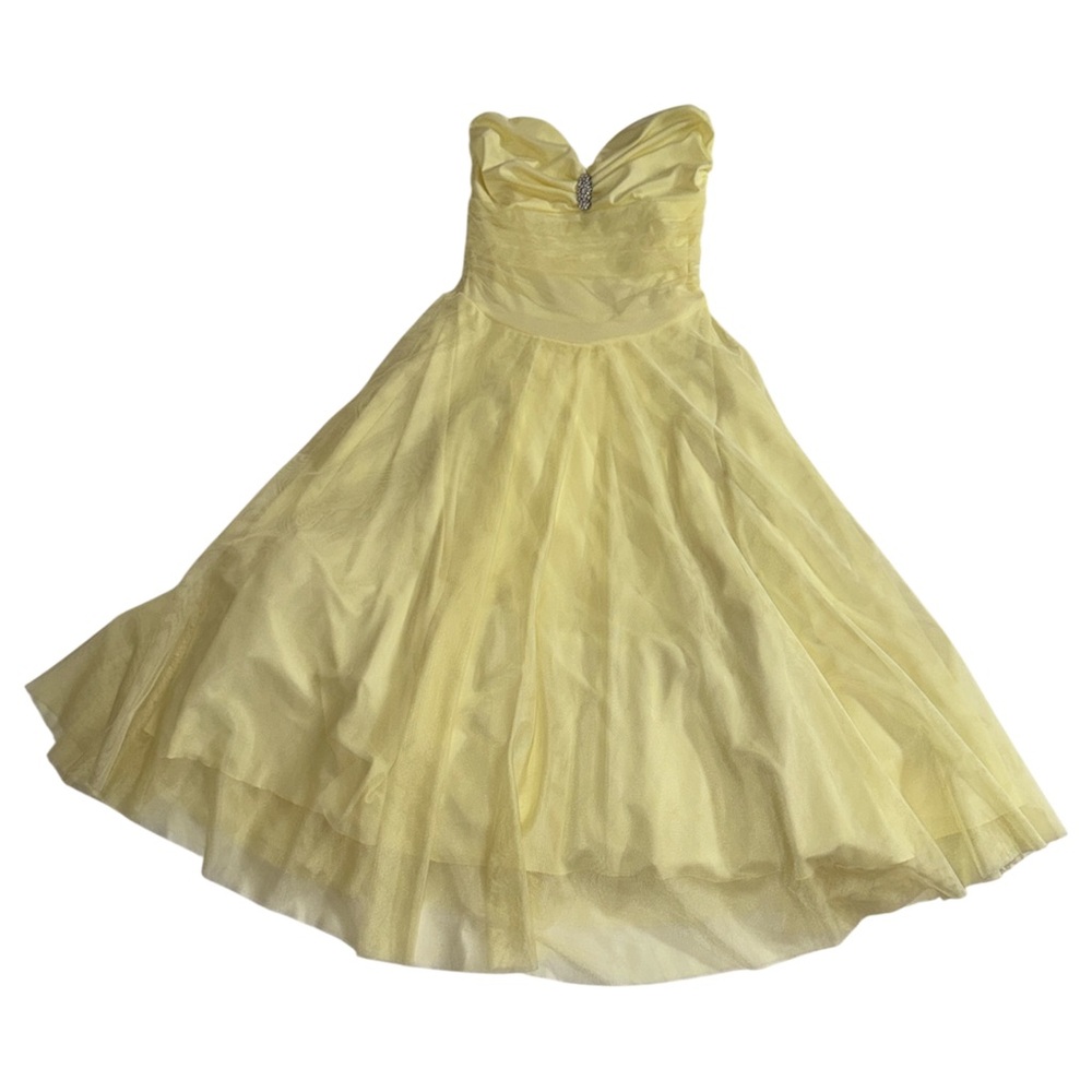 B. Darlin Yellow Strapless Fit and Flare Ankle Length Dress